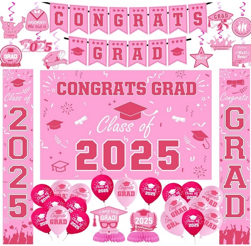 graduation decorations pink